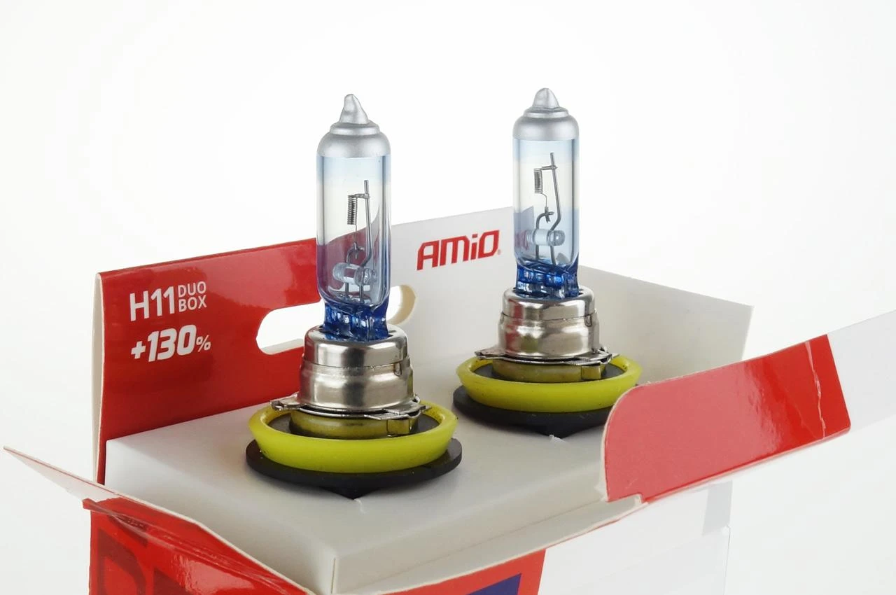 H11 12V halogeninės lemputės su geltonais žiedais