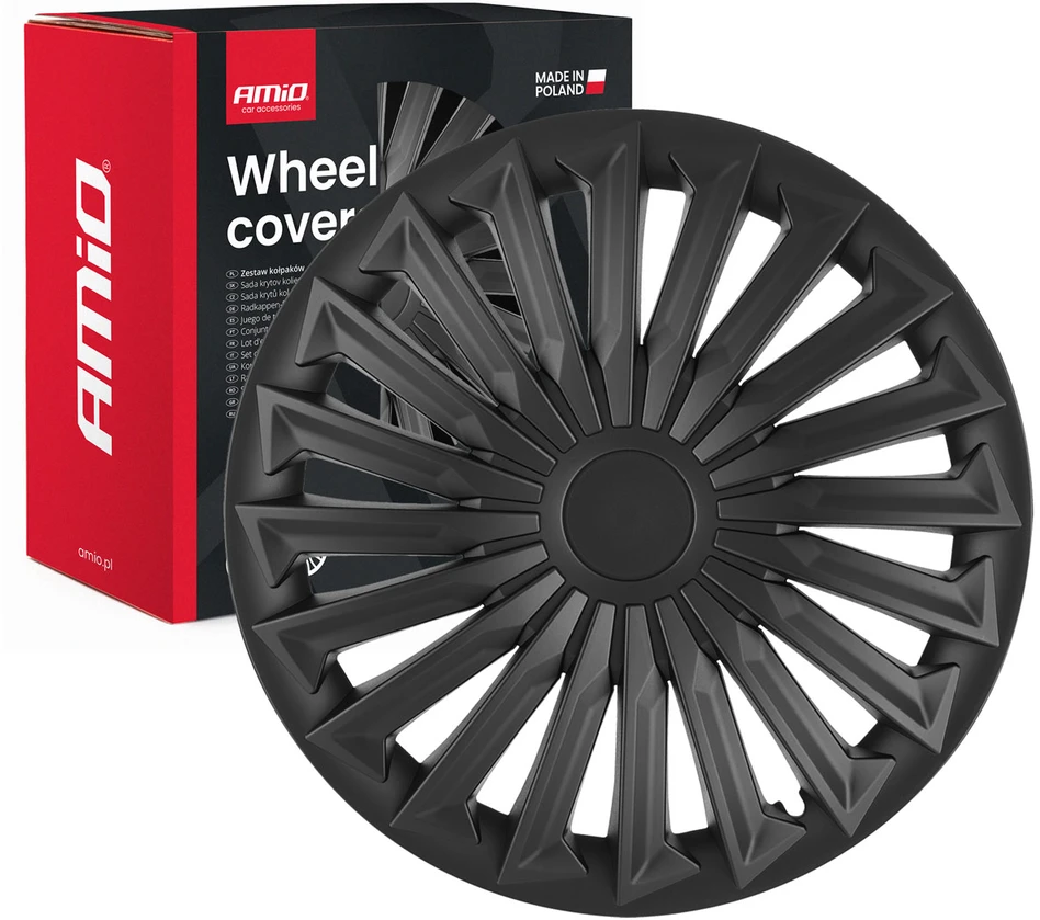 Amio ratlankių gaubtų komplektas 4 vnt. 15" joy juodas matinis amio-j50446