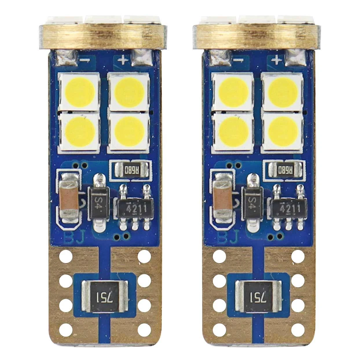 LED lemputės Canbus 12SMD 2835 T10E W5W baltos 12V 24V amio-01636