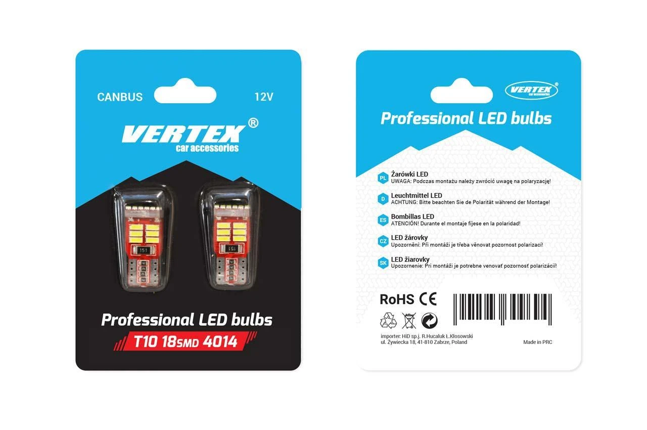 Amio LED lemputė w5w T10 CANBUS 5SMD 5730 Balta spalva
