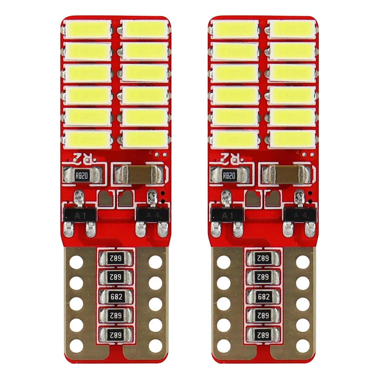 T10 W5W LED lemputės raudona plokšte