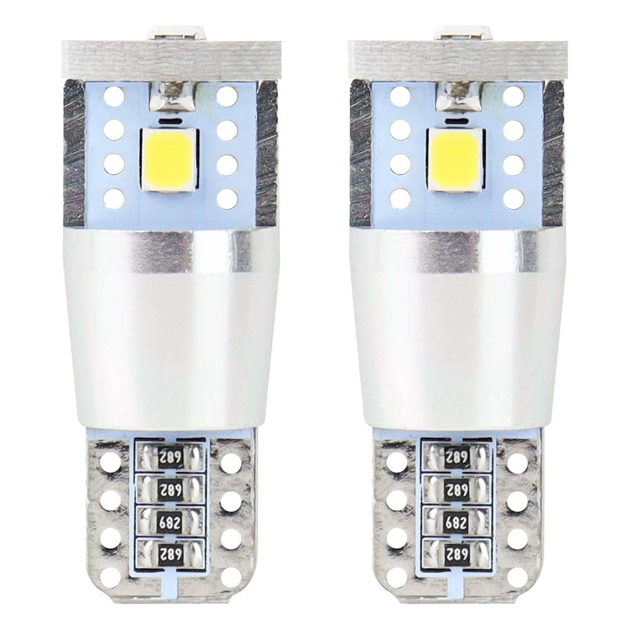 LED lemputės Canbus 3SMD 2835 T10E W5W Alu baltos 12V 24V amio-01637