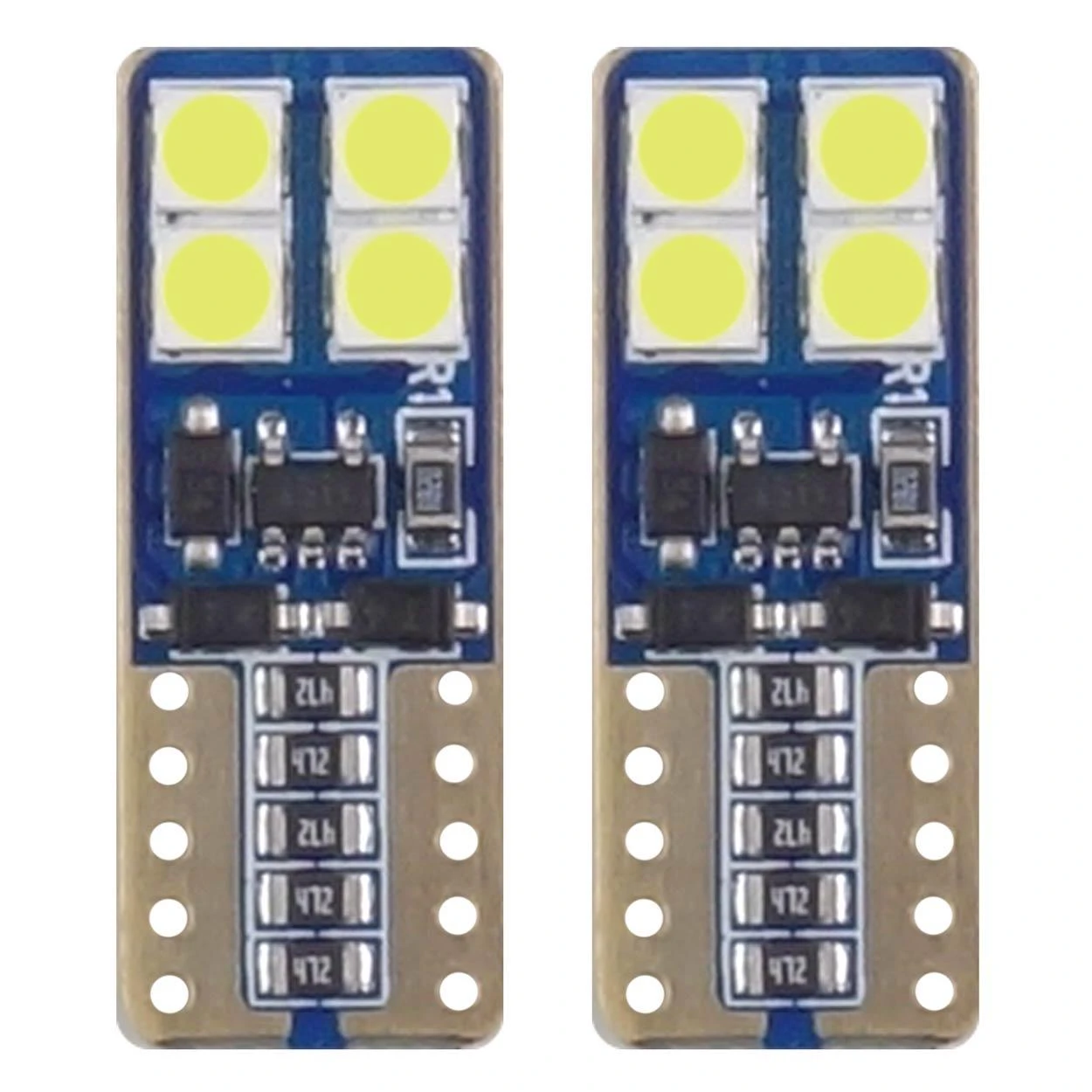 LED lemputės Canbus 8SMD 2835 T10E W5W baltos 12V 24V amio-01635