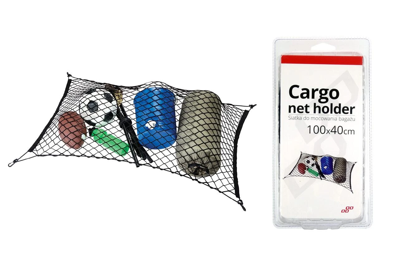 Bagažinės tvirtinimo tinklas su laikikliais 100 × 40 cm, AMIO-02149