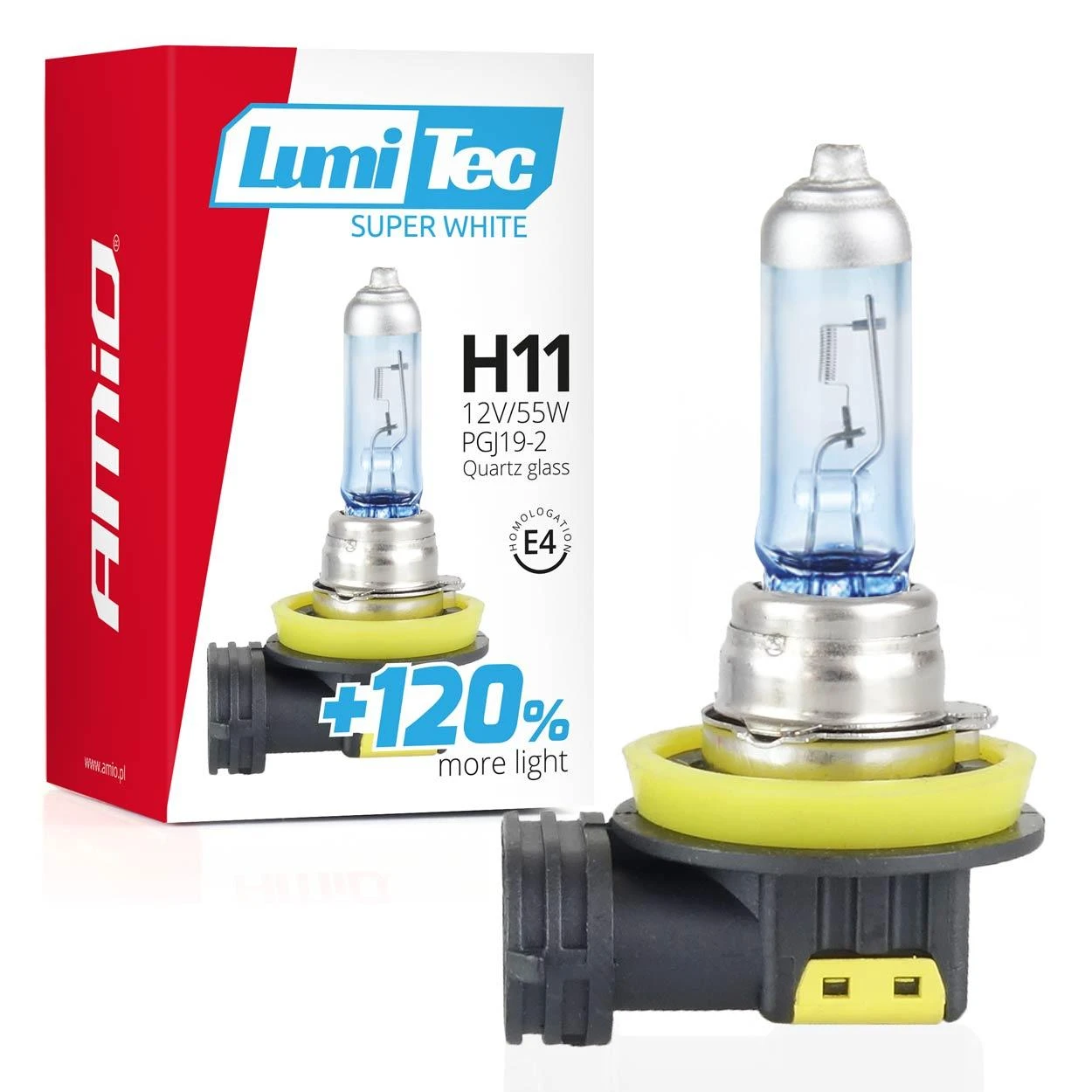 Halogeninė lemputė H11 12V 55W „Lumitec Super Baltas“ +120% amio-02139