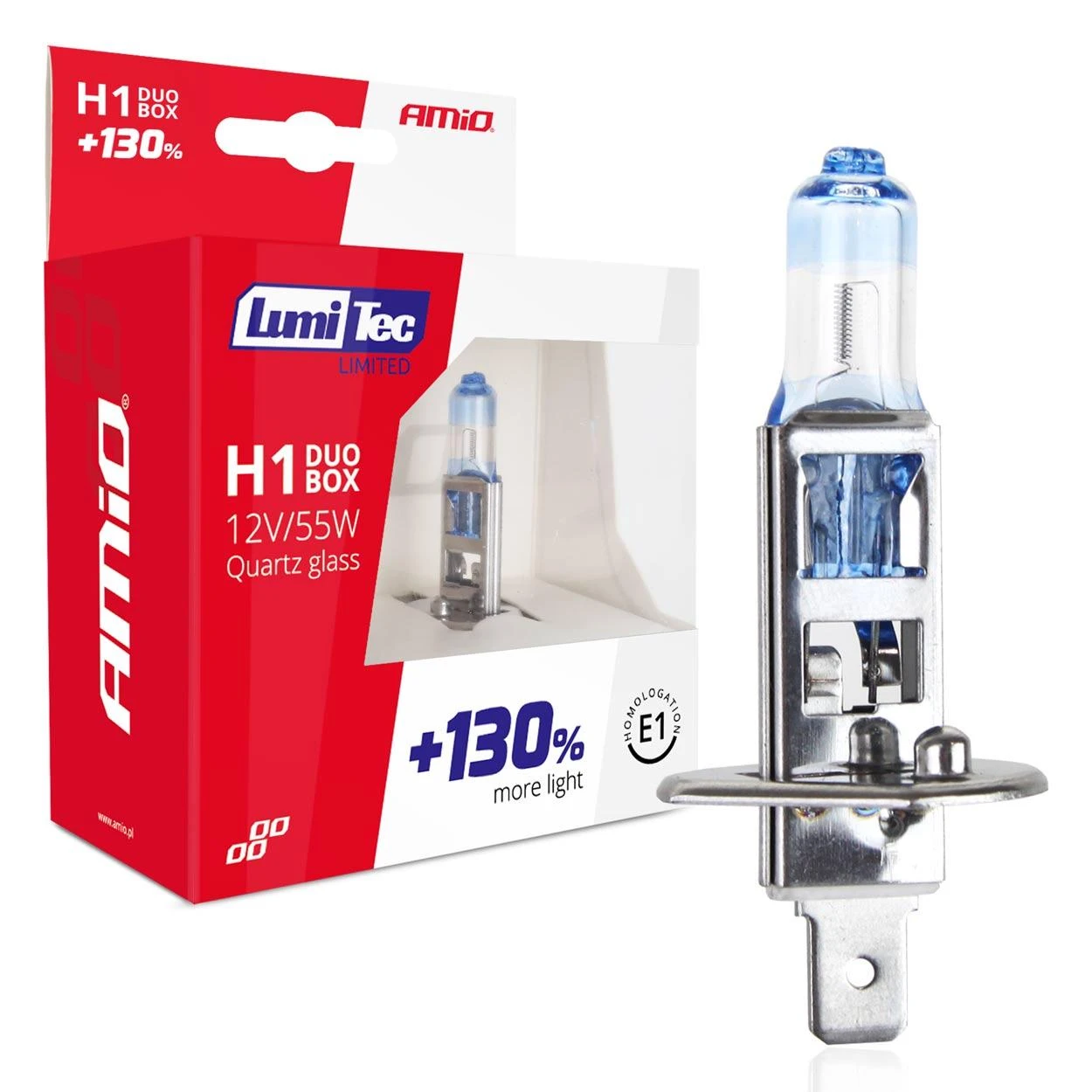 Halogeninės lemputės H1 12V 55W „Lumitec Limited“ +130% „Duo Amio-01404“