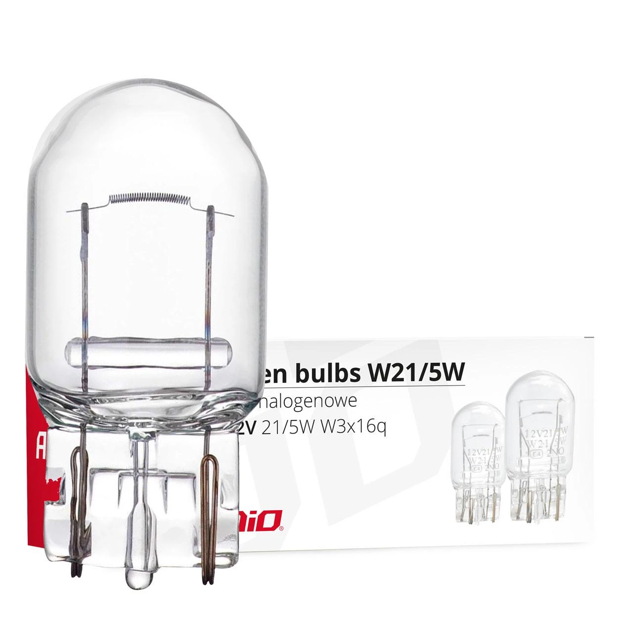 Halogeninės lemputės T20 W21W W3x16D 12V 10 vnt. amio-02551