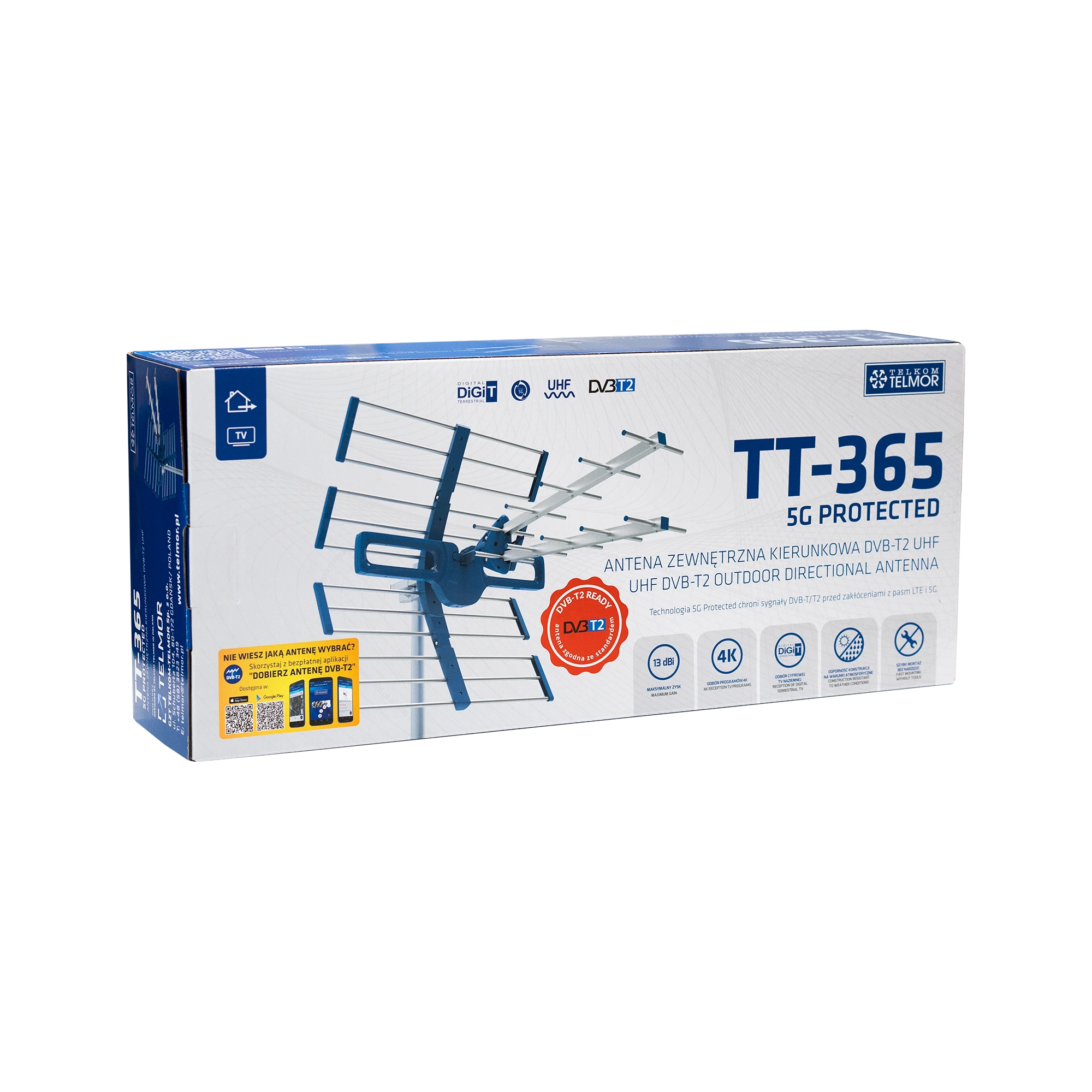 DVB-T/T2 UHF televizijos antena TT-365 5G apsaugota Telkom Telmor