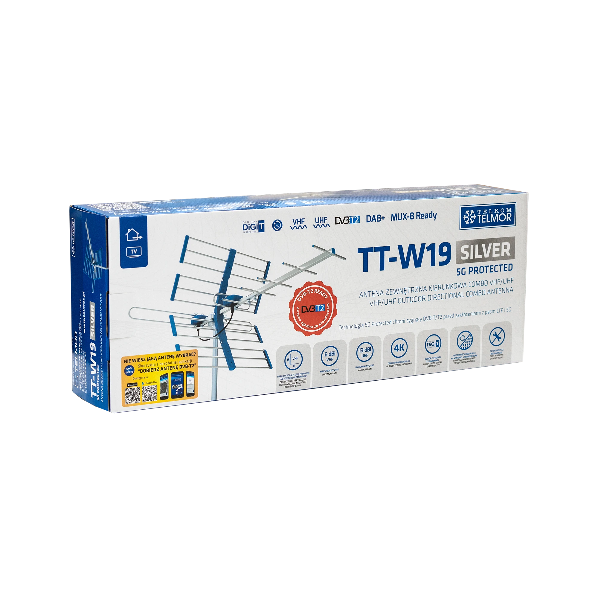 Blow TV antena TT W19 Sidabrinis COMBO 5G TELMOR