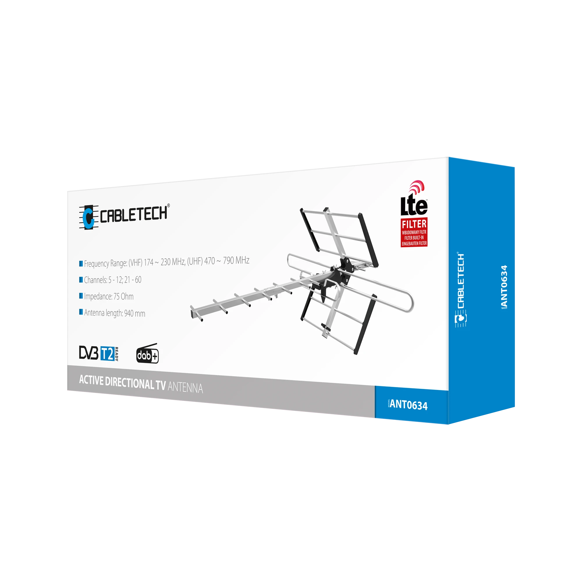 Aktyvi kryptinė TV antena "Yagi" tipas Cabletech