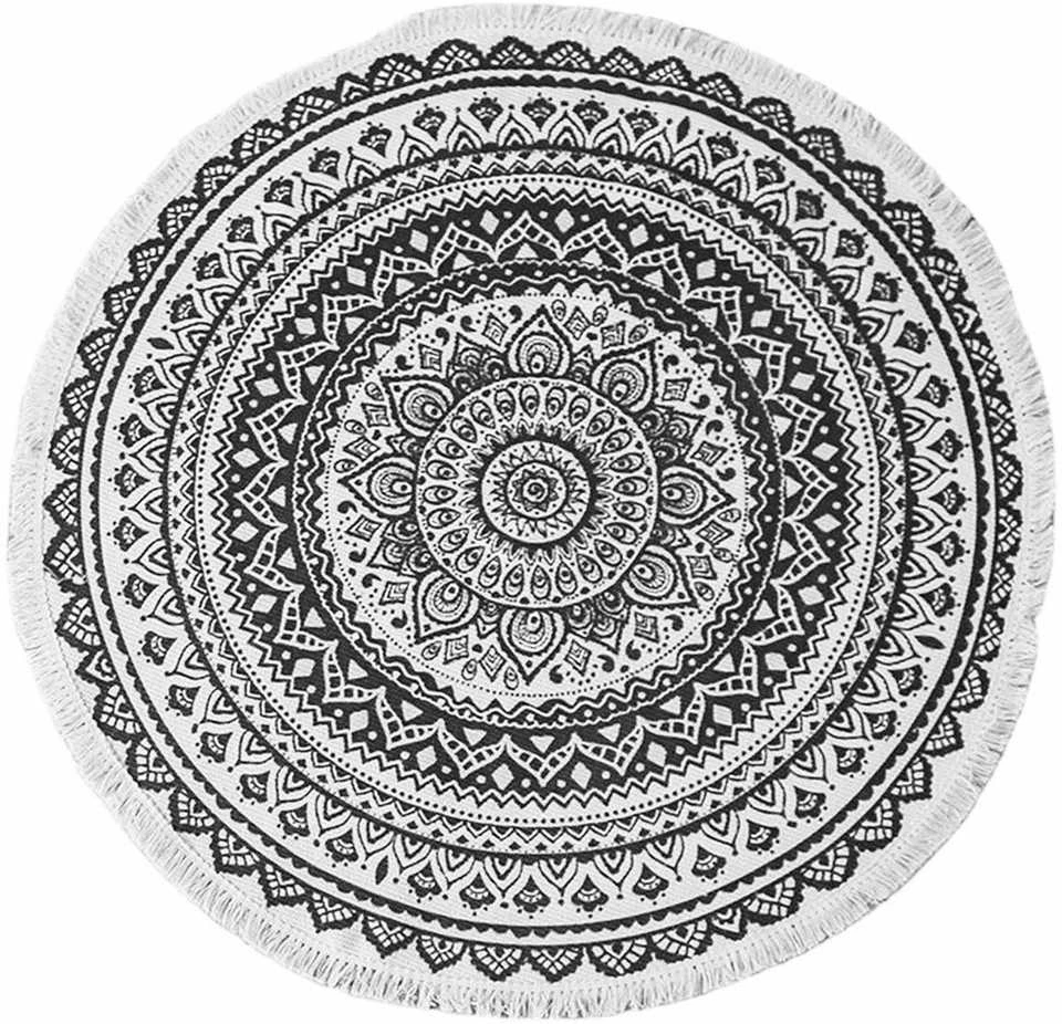 Ag491F Apvalus boho stiliaus kilimas su kutais 90x90cm