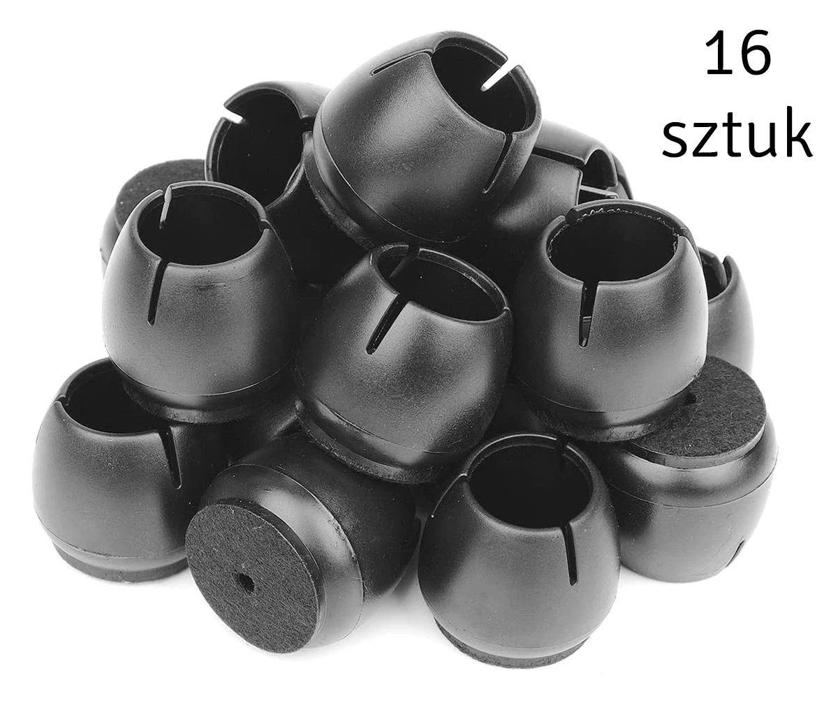 Grandininis pjūklas ATL Silikoniniai baldų padukai 16 vnt. 12-16 mm juodi