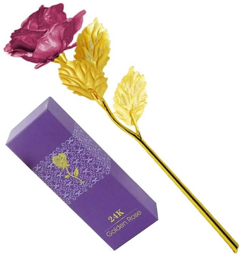 Aptel Auksinė dekoratyvinė rožė su violetiniais žiedlapiais, 24 cm