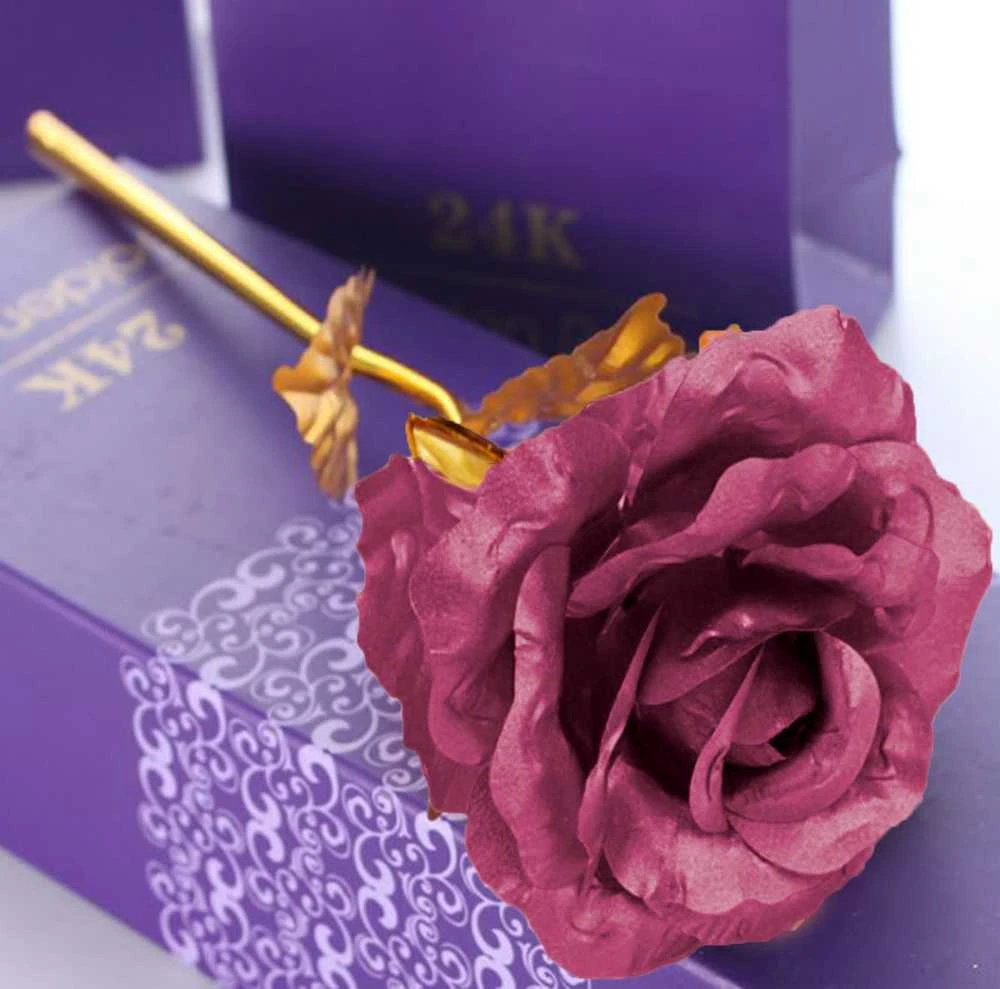 Aptel Auksinė dekoratyvinė rožė su violetiniais žiedlapiais, 24 cm