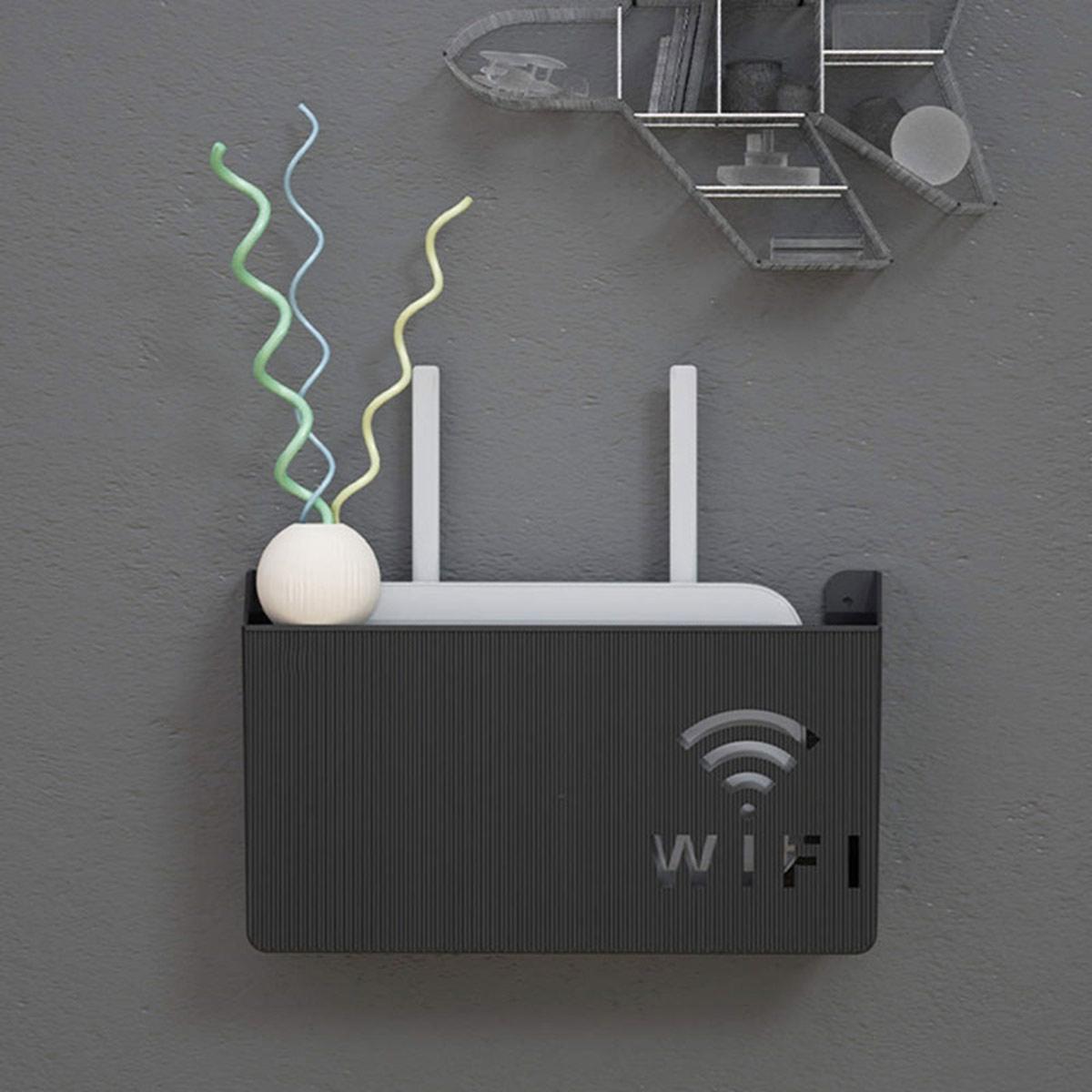 Ag986A Sieninė lentyna Wi-Fi maršrutizatoriui (Juoda)
