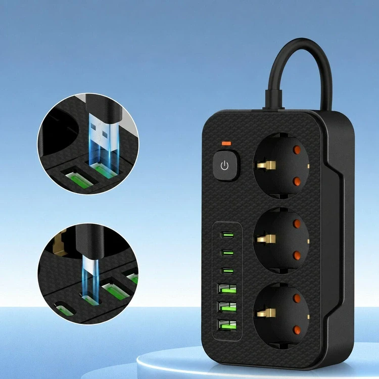 ATL DA714B Przedłużacz zasilający 3m 6xusb