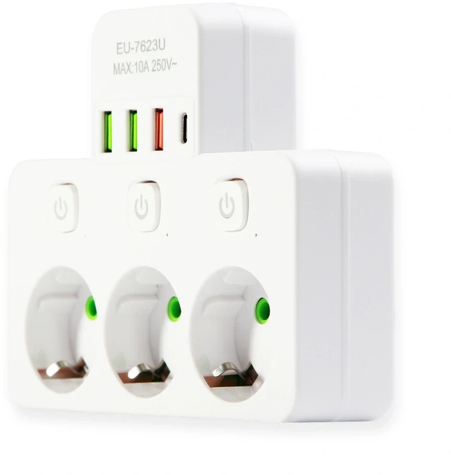 ATL DA714C Prailgintuvas 3 lizdai + 3xUSB + USB-C 3m