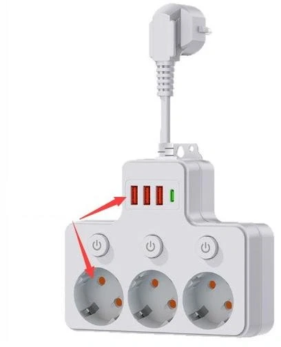 ATL DA714C Prailgintuvas 3 lizdai + 3xUSB + USB-C 3m