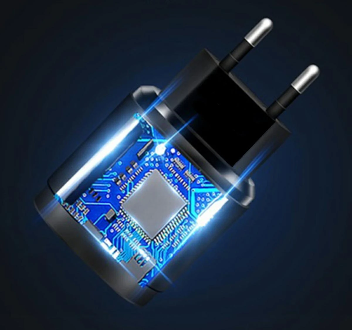 USB tinklo įkroviklis PLP37D, 18W, Quick Charge 3.0, 3 USB, juodas