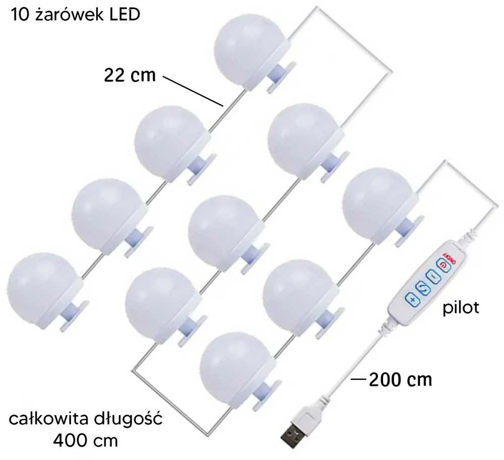 Aptel ATL ZD109 Lampki led na lustro 10vnt