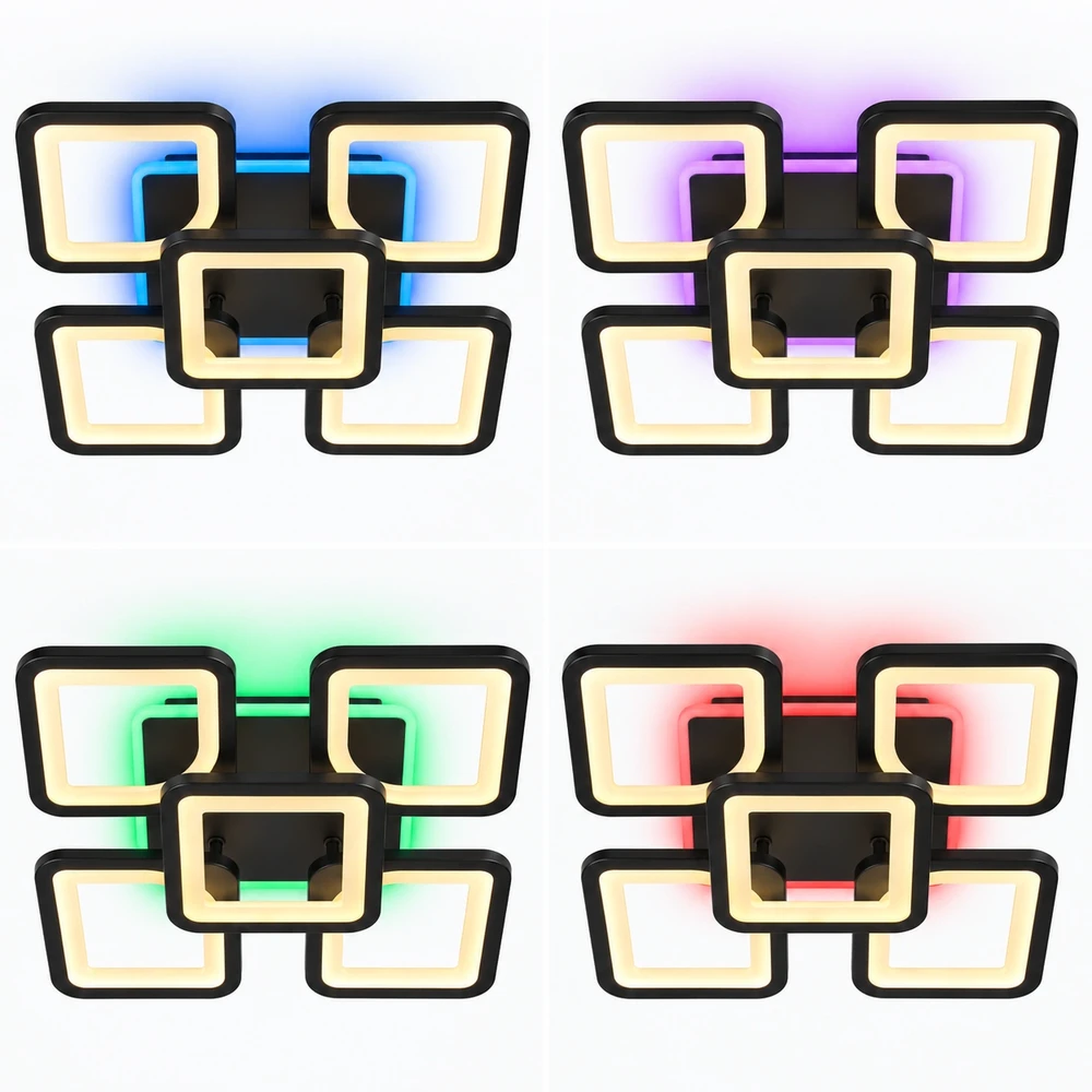 Lubinis šviestuvas ATL ZD214 Lampa sufitowa led rgb juoda + pilot