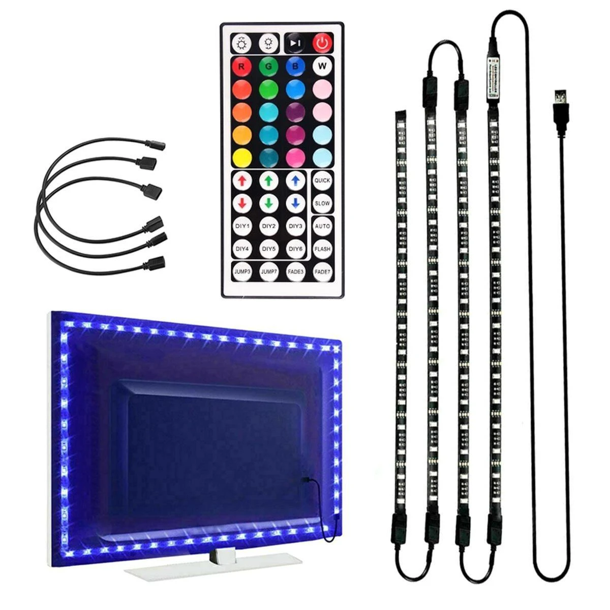 ZD4D Išmaniojo (Smart TV) ir televizoriaus priedas LED juostelė televizoriaus apšvietimui RGB 4x50cm