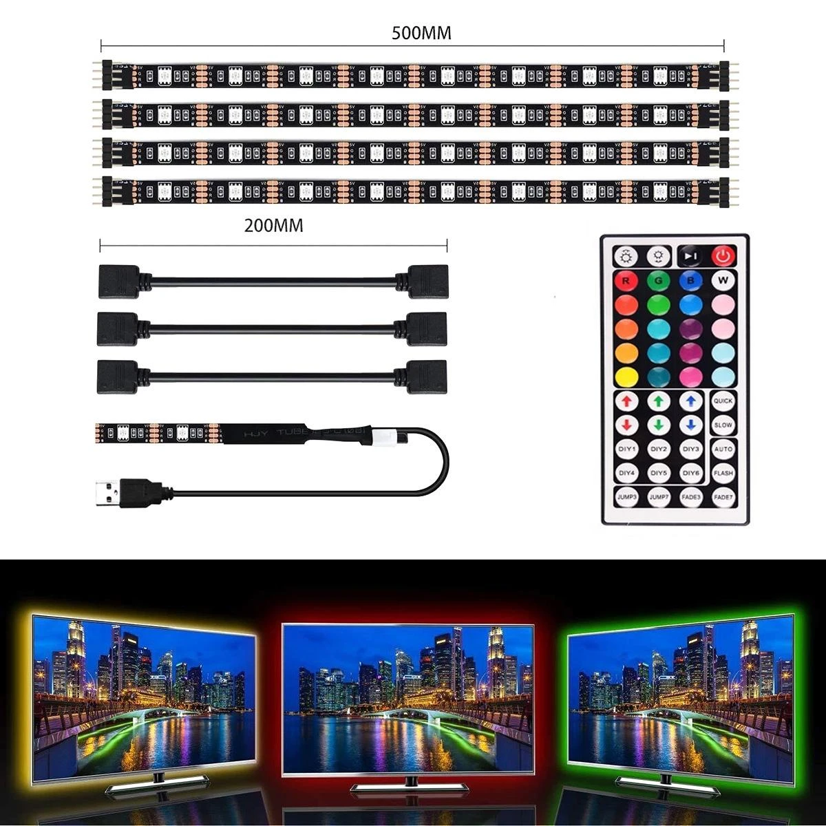 ZD4D Išmaniojo (Smart TV) ir televizoriaus priedas LED juostelė televizoriaus apšvietimui RGB 4x50cm