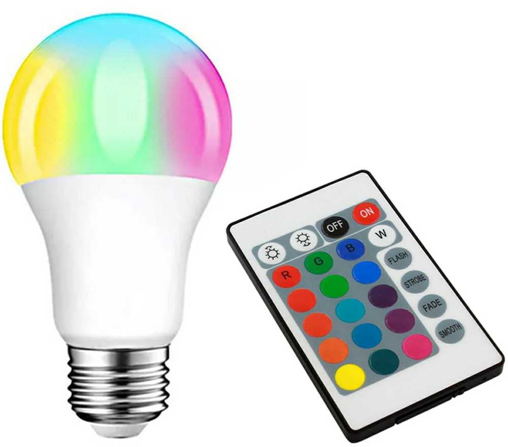 ATL LED lemputė RGB E27 su nuotolinio valdymo pultu, 3W