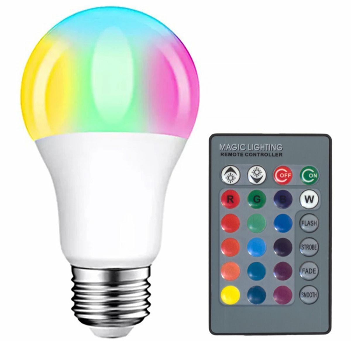 ATL LED lemputė RGB E27 su nuotolinio valdymo pultu, 3W
