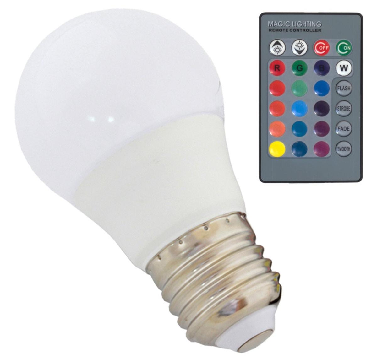 ATL LED lemputė RGB E27 su nuotolinio valdymo pultu, 3W