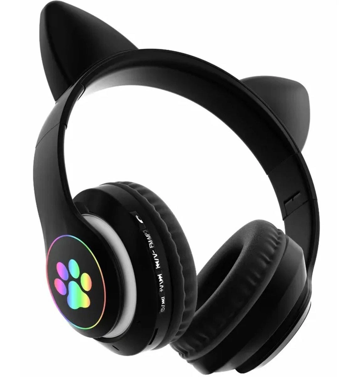 Belaidės ausinės ZS7F su LED kačių ausimis ir Bluetooth 5.0, juodos