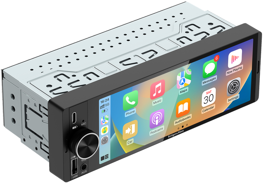 Automagnetola Kruger & Matz KM2016 1DIN CarPlay/AndroidAuto automobilio radijas