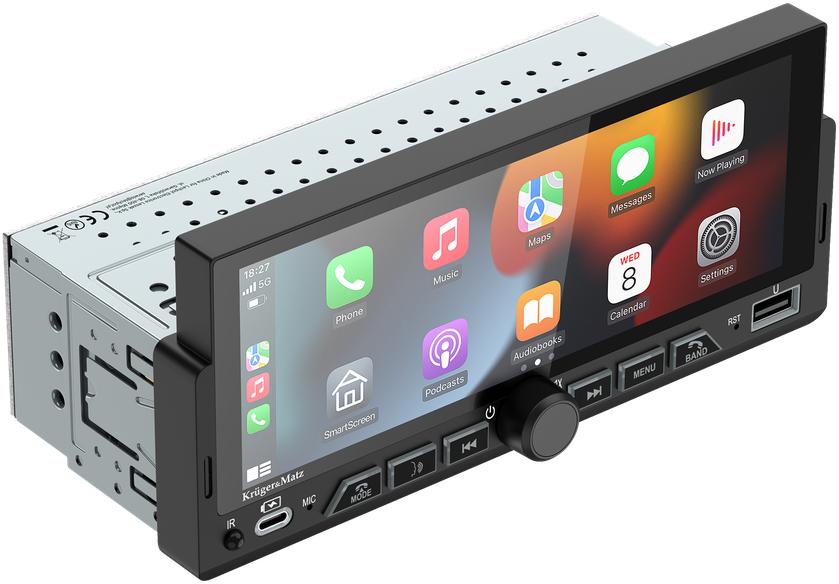 Automagnetola Kruger & Matz KM2017 1DIN CarPlay/AndroidAuto automobilio radijas