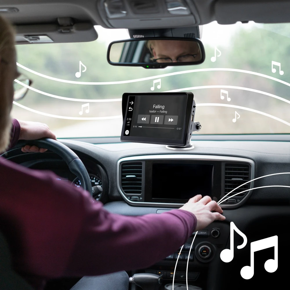 Automagnetola RTO 7 colių automobilio radijas su „Android“ ir „Apple CarPlay“ atbulinės eigos kamera, multimedija, „Bluetooth“ – ER1081