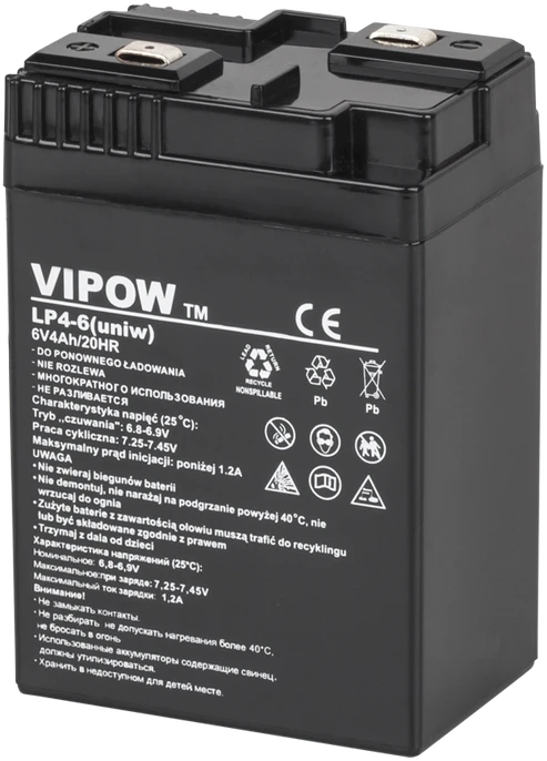 Švino akumuliatorius VIPOW 6V 4Ah