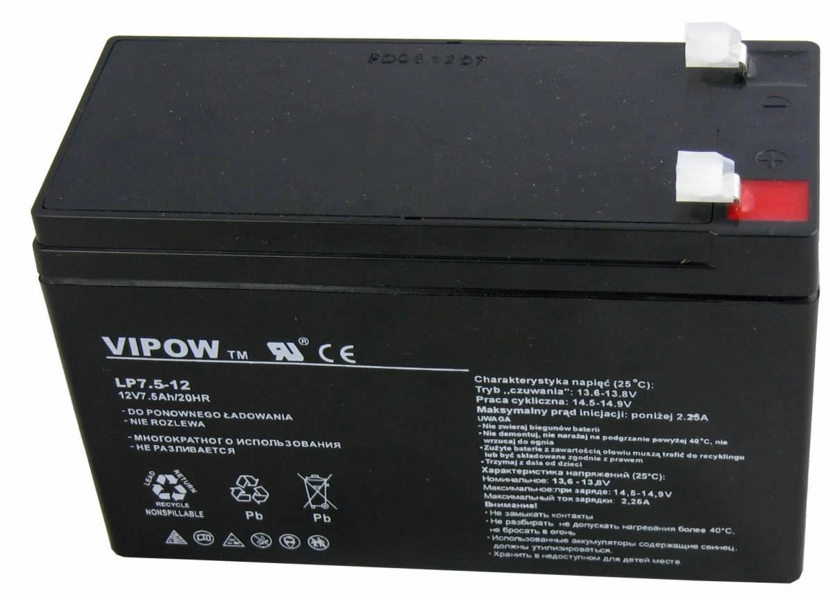 Švino akumuliatorius VIPOW 12V 7.5Ah