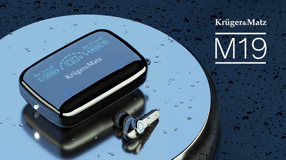 Kruger & Matz M19 belaidės į ausis įdedamos ausinės su maitinimo bloku