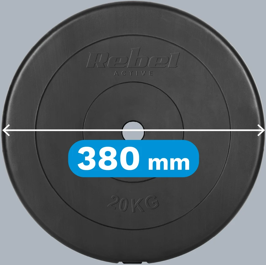 Bituminė apkrova 20kg, skylė 31mm, klasikinis diskas, REBEL ACTIVE