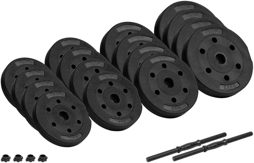 Hantle Bituminiai reguliuojamo svorio hanteliai 2 x 15 kg REBEL ACTIVE