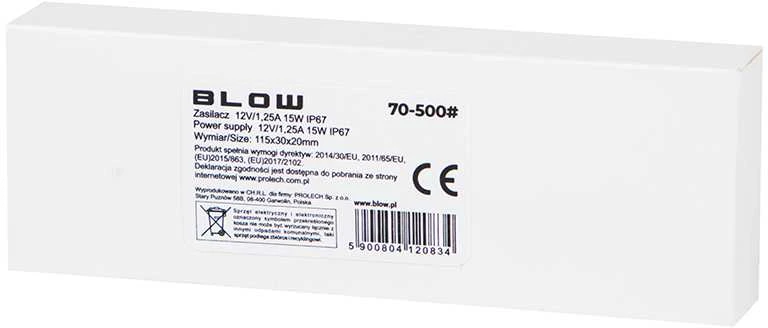 Blow 15W maitinimo šaltinio pakuotė su technine etikete