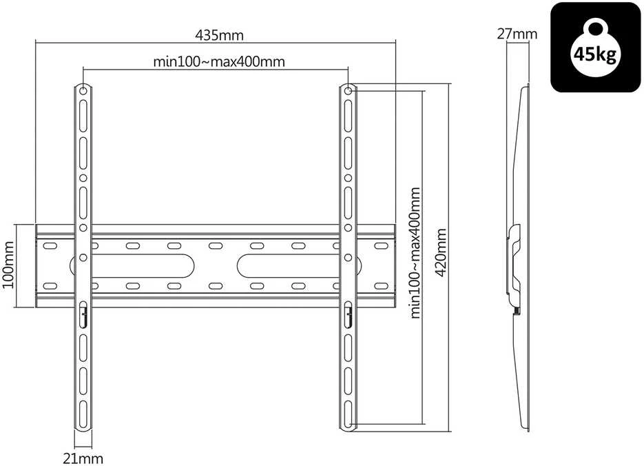 Blow LCD televizoriaus laikiklis HQ 32"-85" Juodas SLIM