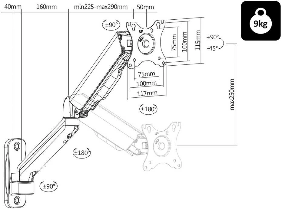 Blow Televizoriaus LCD HQ 17"-32" sieninis laikiklis su jungtimi