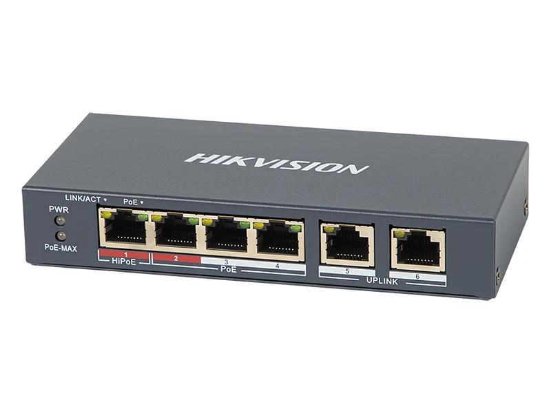Šakotuvas SWITCH POE DS-3E0106HP-E 4 PRIEVADŲ Hikvision