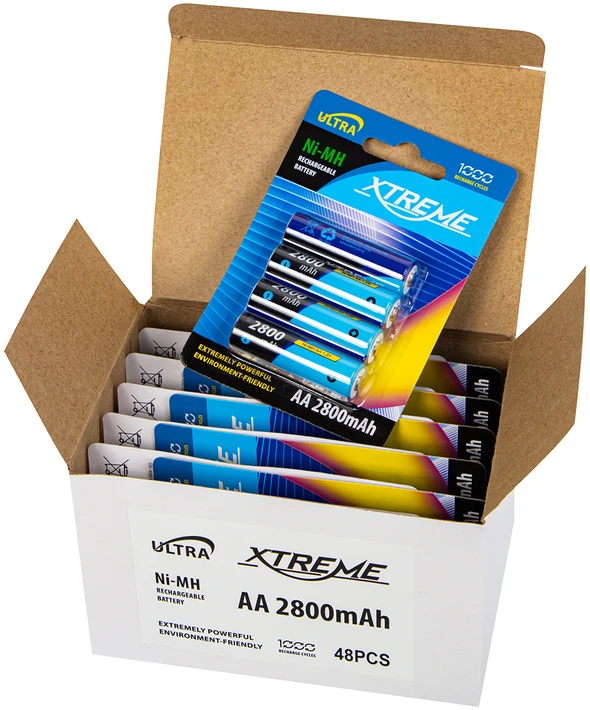 Xtreme AA 2800mAh įkraunami akumuliatoriai dėžutėje
