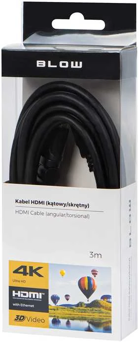 BLOW 92-653 BLOW HDMI-HDMI Juodas 2.0 4K kampas 3m