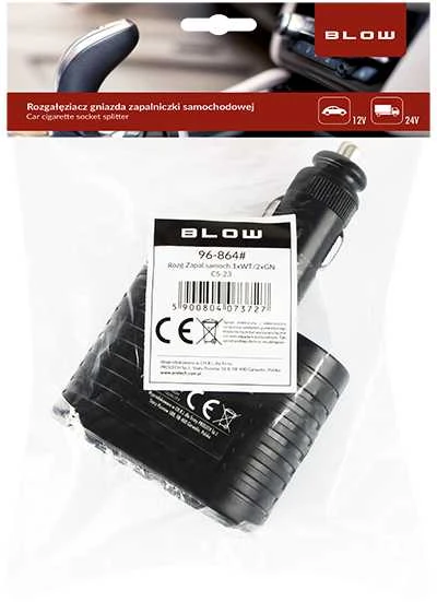 Blow Automobilinio žiebtuvėlio skirstytuvas 1xkištukas 2xlizdas CS-23