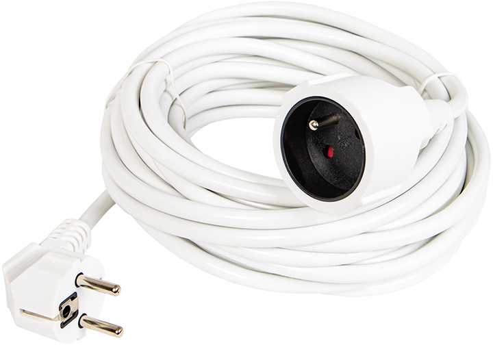 Blow PR-160 prailgintuvas, 1 lizdas su įžeminimu, 10 m, baltas (3x1.5 mm)