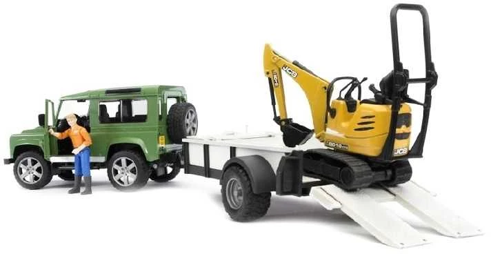 BRUDER sunkvežimis Land Rover ir eskavatorius su darbuotoju, 2593