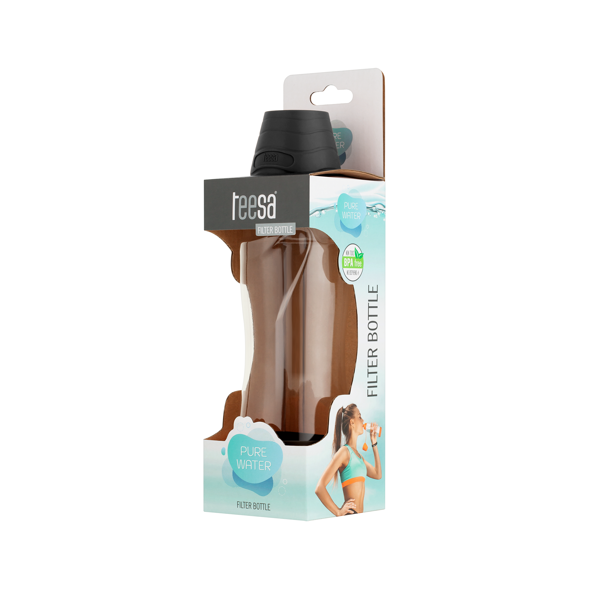 TEESA PURE WATER Juodas filtro butelis