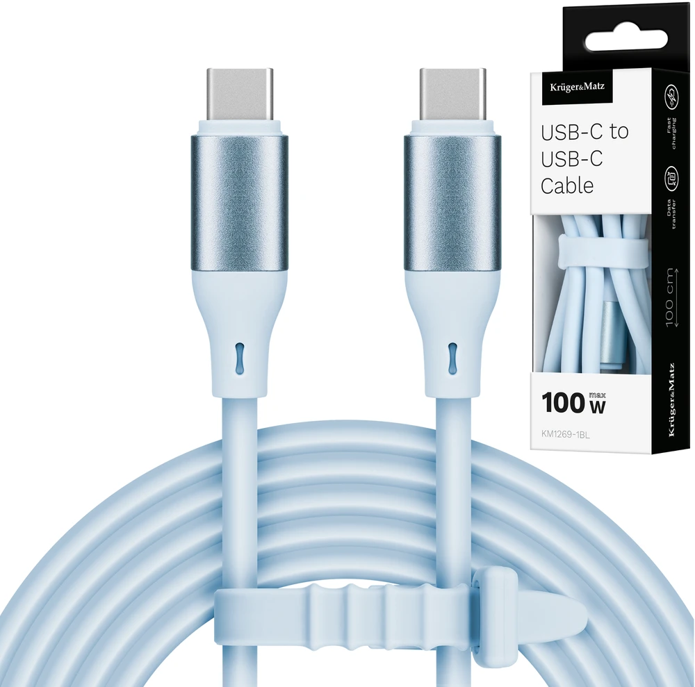 USB tipas C – C tipo USB kabelis 1 m silikono mėlynas Kruger & Matz Basic